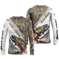 Frenzidea Trout Fishing White And Grass Camo Sport Custom Name & Team Name 3D Shirts