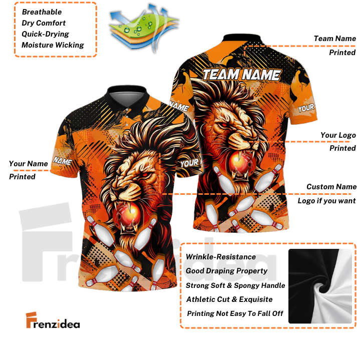 Frenzidea The Tiger and Bowling Personalized Name, Team Name 3D Shirt (5 Colors)