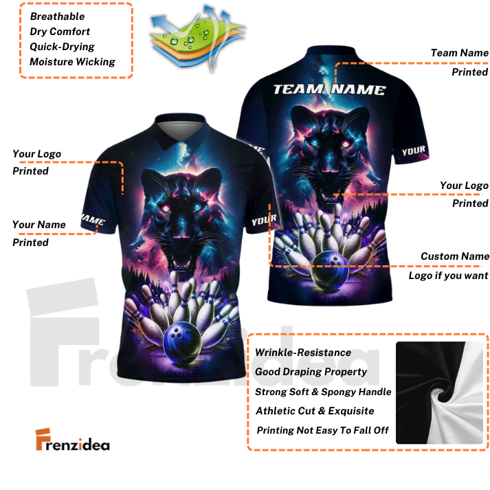 Frenzidea The Panther and Bowling Personalized Name, Team Name 3D Shirt