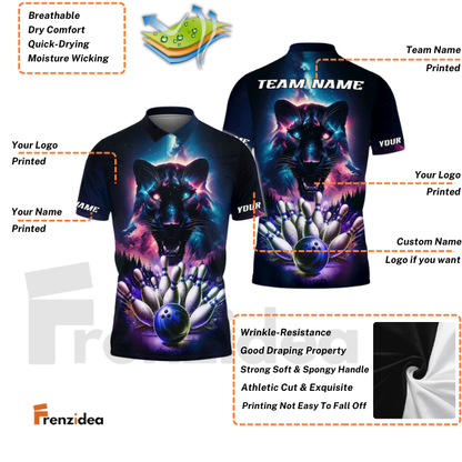 Frenzidea The Panther and Bowling Personalized Name, Team Name 3D Shirt