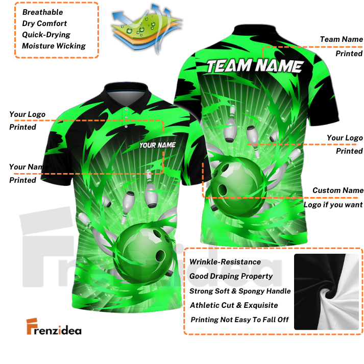 Frenzidea Bowling And Pins Tornado Throw Customized Name 3D Shirt ( 5 Colors)