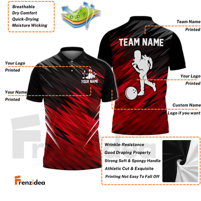 Frenzidea Bowling Player Pattern Personalized Name, Team Name 3D Shirt