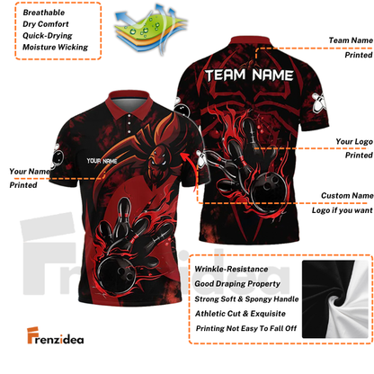 Frenzidea Spider Bowling Personalized Name, Team Name 3D Shirt (4 Colors)