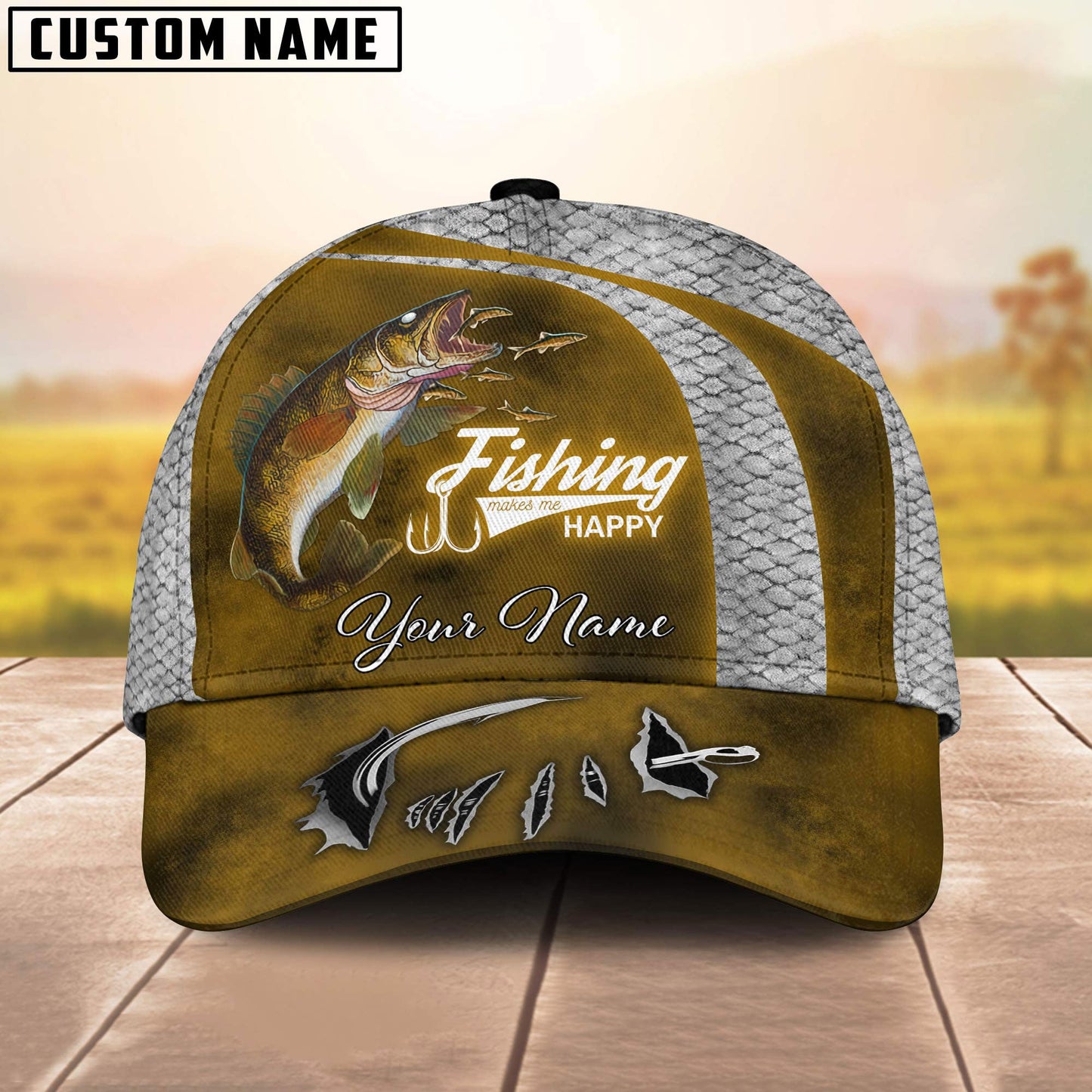 Frenzidea Walleye Fishing Personalized Fishing Cap