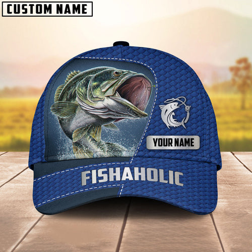 Frenzidea Fishaholic Personalized Fishing Blue Cap