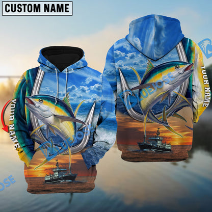 Frenzidea Yellowfin Tuna Fishing Customize Name 3D Shirts