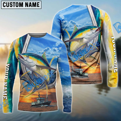 Frenzidea Yellowfin Tuna Fishing Customize Name 3D Shirts