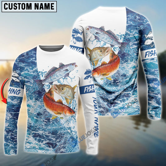 Frenzidea Inshore Slam Redfish, Trout, Snook Customize Name 3D Shirts