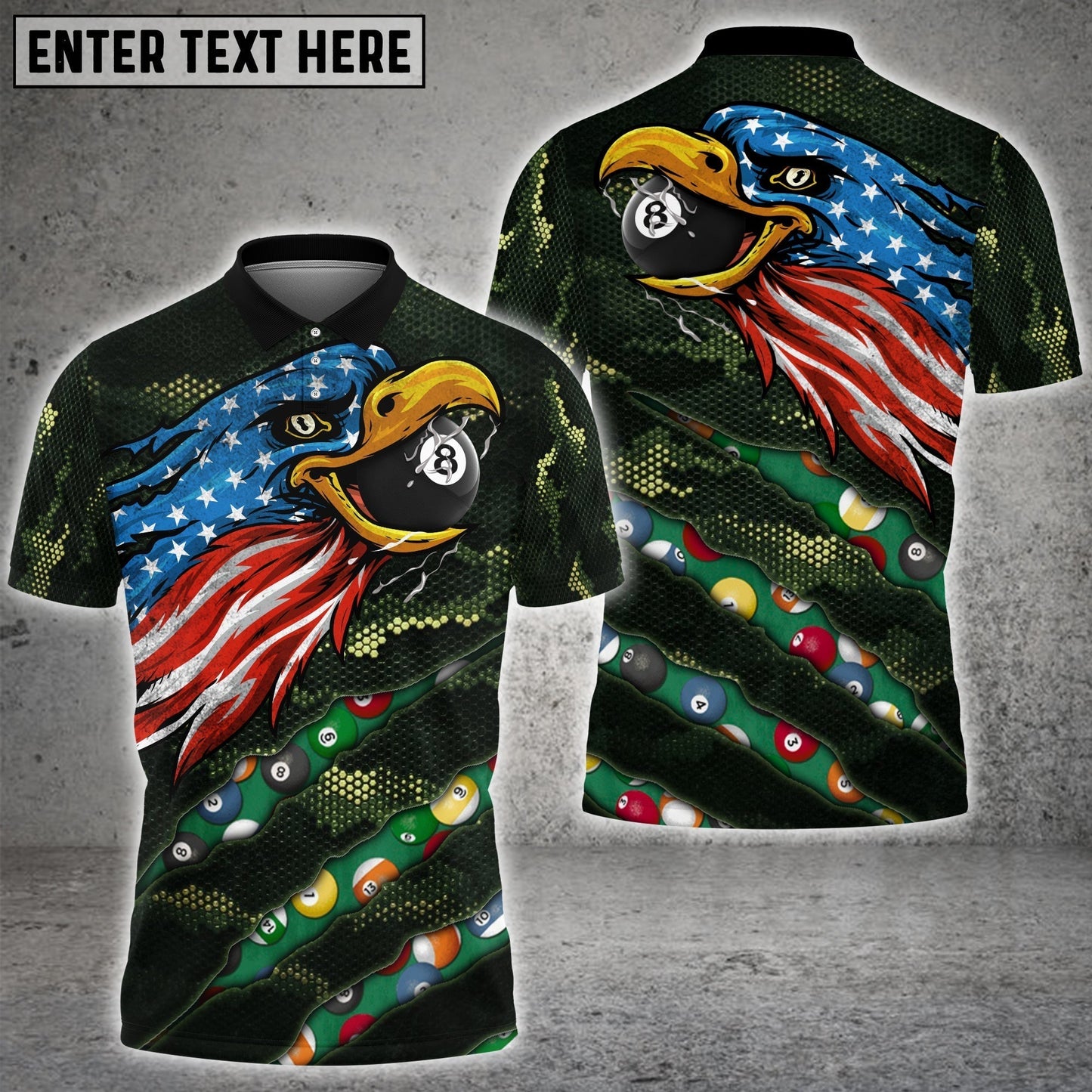 Frenzidea Billiard Ball 8 Eagle Polo Shirt