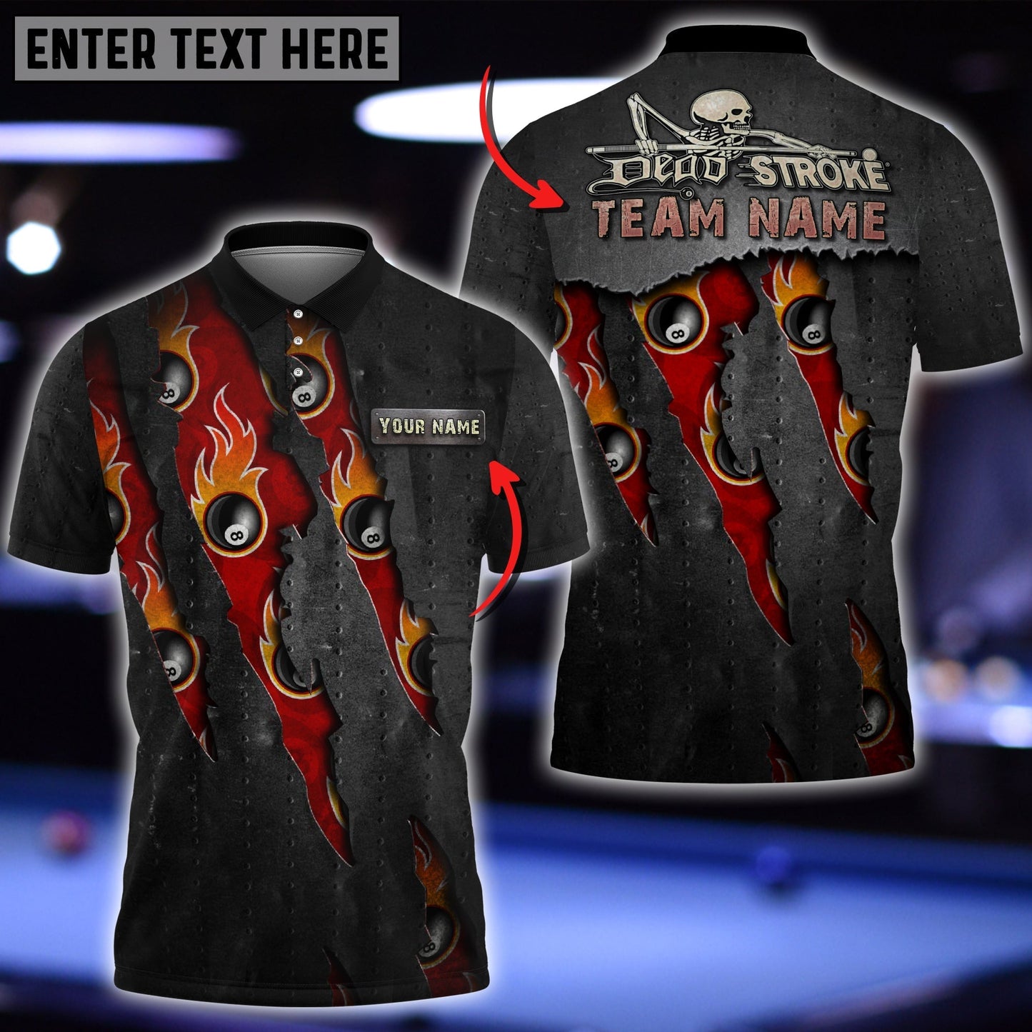 Frenzidea Personalized Billiard Ball Skull Player Polo Shirt