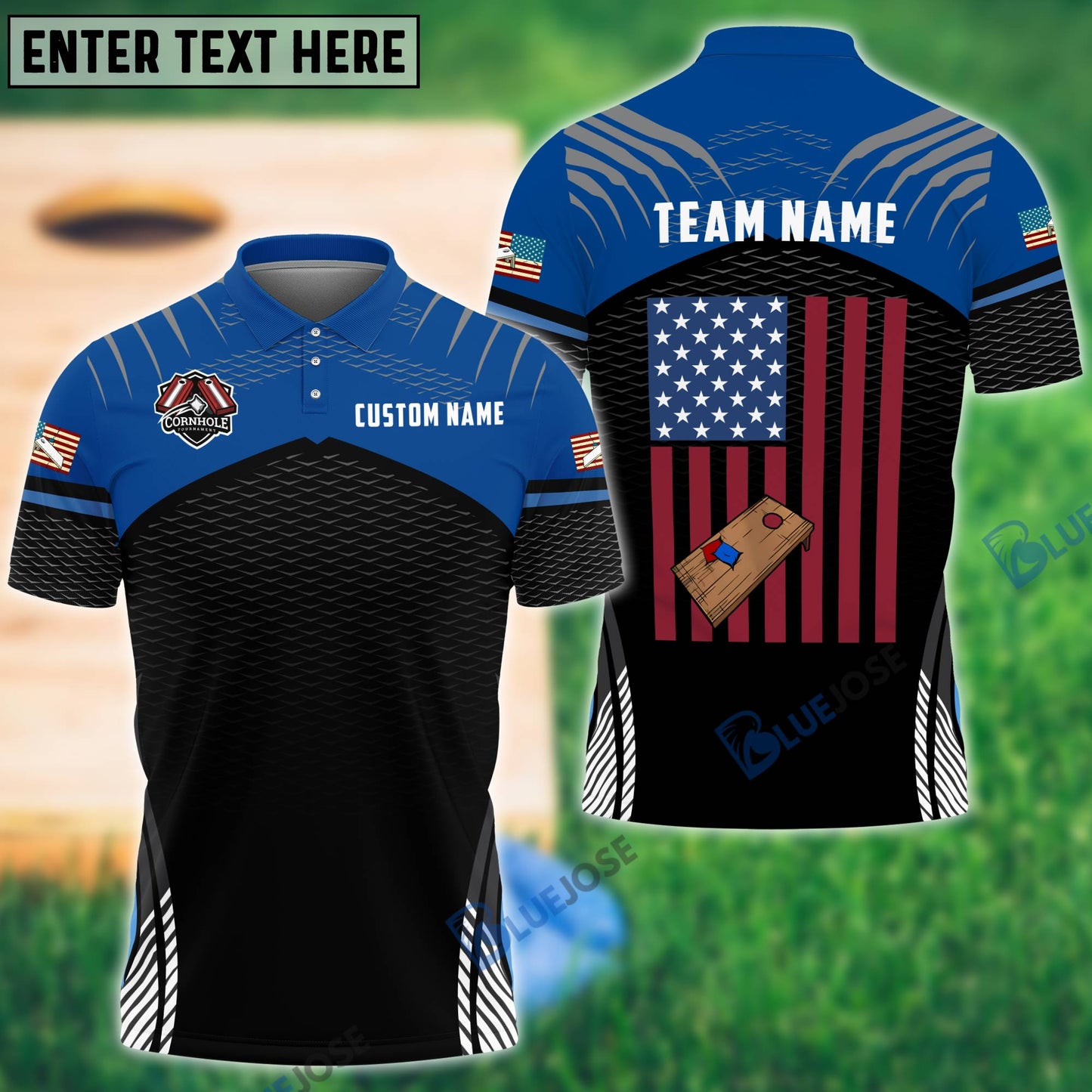 Frenzidea Cornhole Sport America Personalized Name, Team Name Shirt ( 4 Colors )