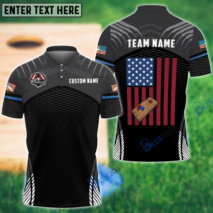 Frenzidea Cornhole Sport America Personalized Name, Team Name Shirt ( 4 Colors )