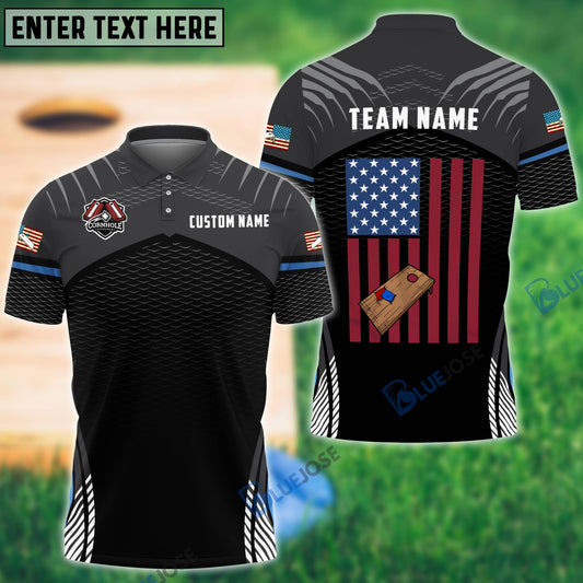 Frenzidea Cornhole Sport America Personalized Name, Team Name Shirt ( 4 Colors )