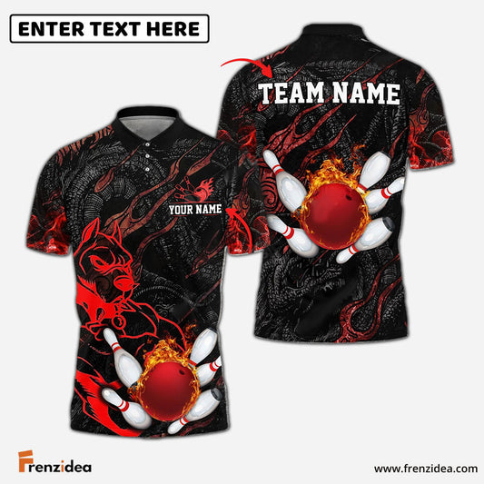 Frenzidea Bowling And Pins Pitbull The Guardian Customized Name 3D Shirt (4 Colors)
