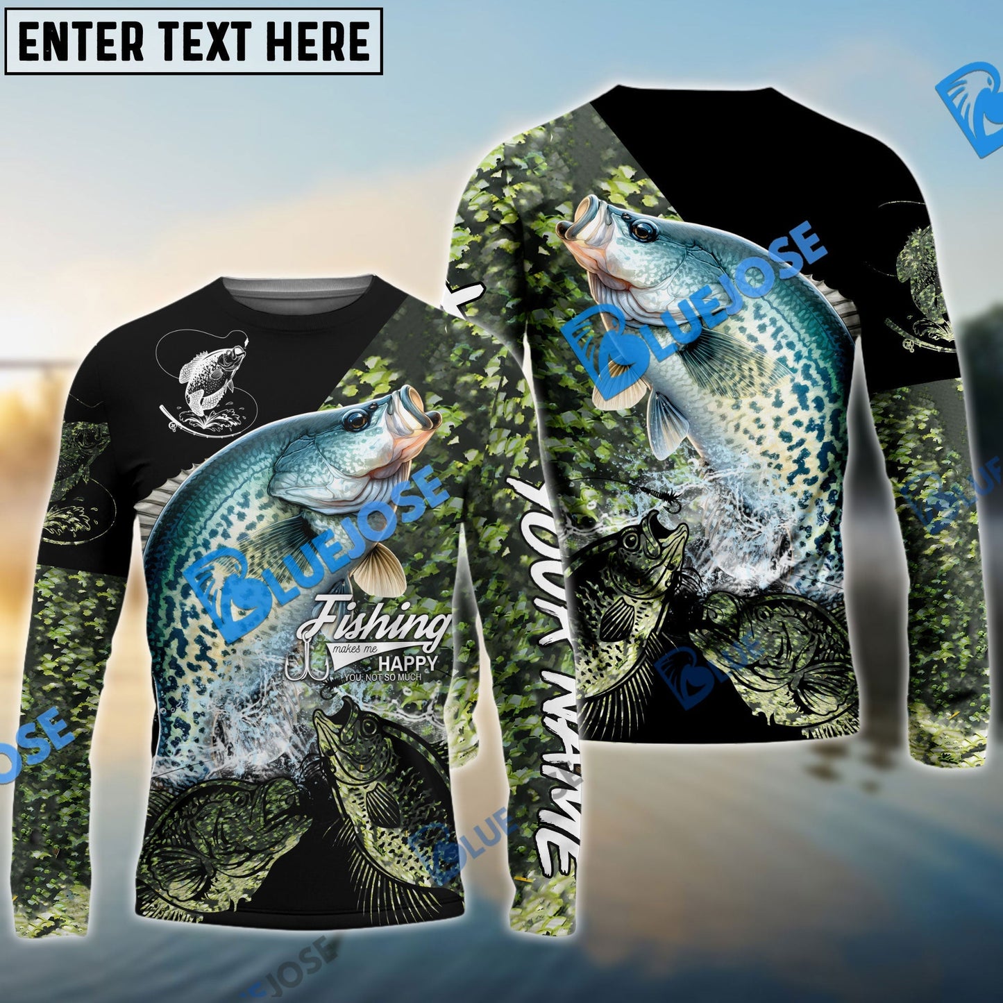 Frenzidea Crappie Fishing Skin Pattern Performance Fishing Custom Name Long Sleeves