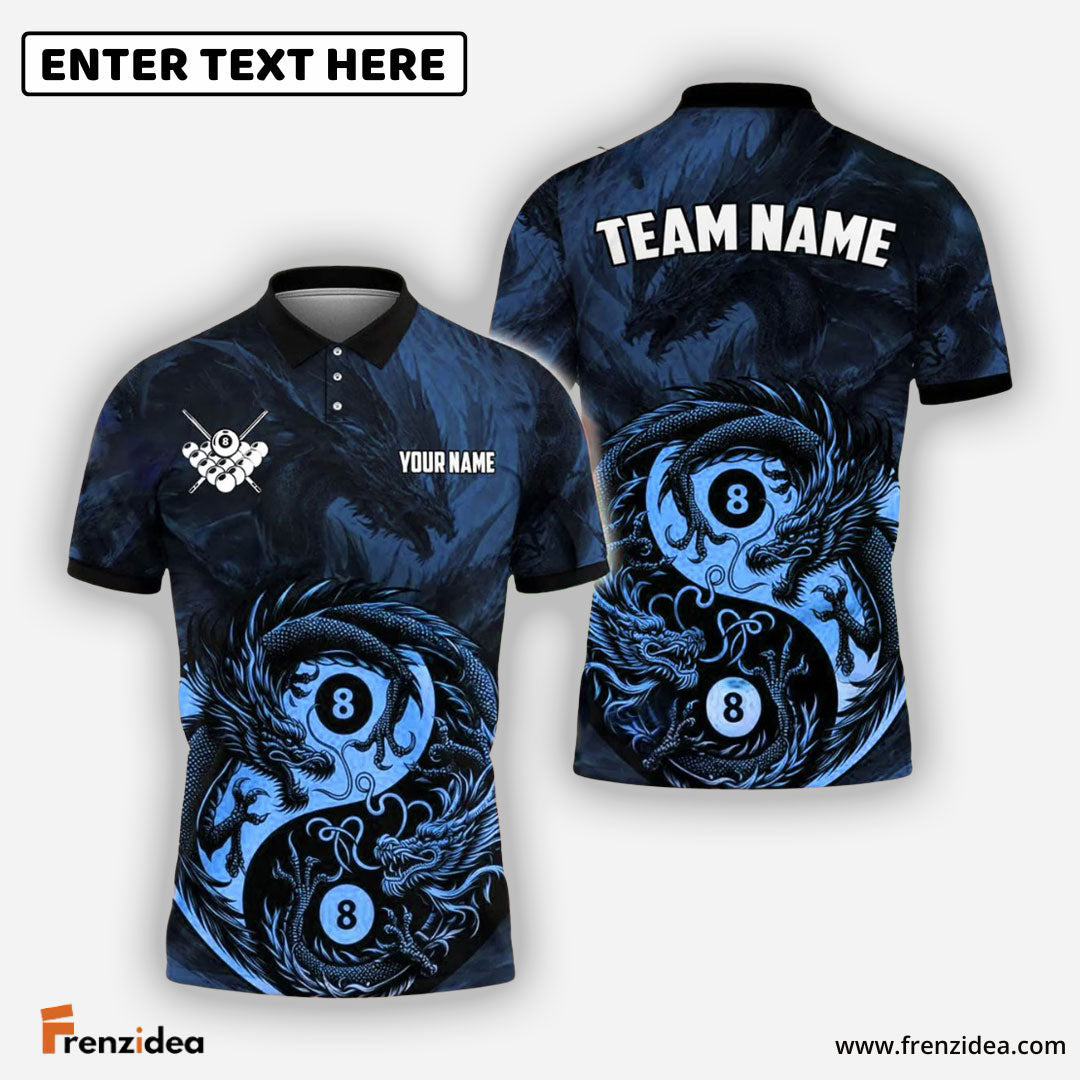 Frenzidea Billiards Yin And Yang Ball 89 Dragon Personalized Name Shirt (4 Colors)