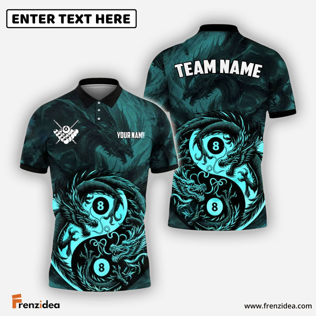 Frenzidea Billiards Yin And Yang Ball 89 Dragon Personalized Name Shirt (4 Colors)