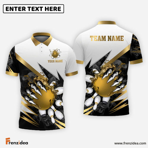 Frenzidea Bowling And Pins Lightning Claws Pattern Customized Name 3D Shirt (4 Colors)