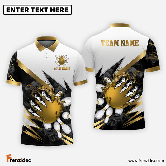 Frenzidea Bowling And Pins Lightning Claws Pattern Customized Name 3D Shirt (4 Colors)
