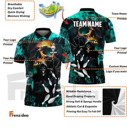 Frenzidea Bowling And Pins Depression Bringer Reaper Customized Name 3D Shirt (4 Colors)