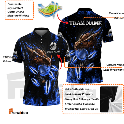 Frenzidea Personalized Name Dragon Bowling And Pins Multicolor 3D Shirt