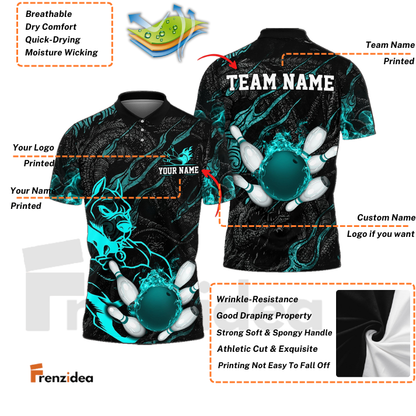 Frenzidea Bowling And Pins Pitbull The Guardian Customized Name 3D Shirt (4 Colors)