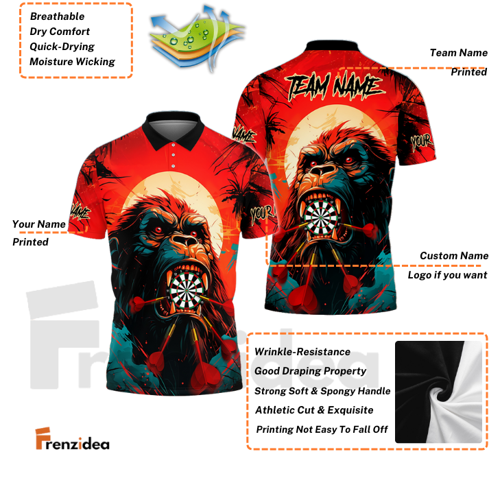 Frenzidea Darts Kong Colorful Personalized Name, Team Name 3D Shirt