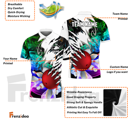 Frenzidea Bowling And Pins Smoking Claws Customized Name 3D Shirt ( 6 Colors)