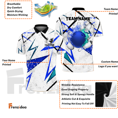 Frenzidea Bowling And Pins Lightning Fire Flame Customized Name 3D Shirt (4 Colors)