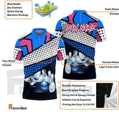 Frenzidea Cartoon Bowling And Pins Personalized Name Team Name 3D Shirt
