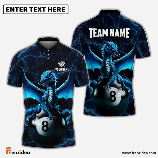 Frenzidea Billiards Blue Dragon Personalized Name, Team Name Unisex Shirt