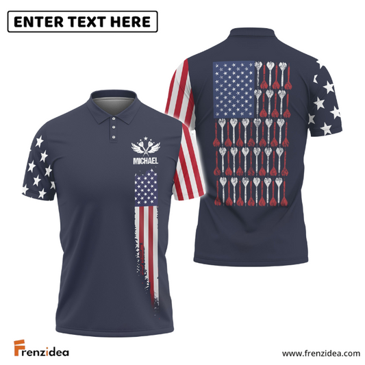 Frenzidea Darts Patriotic Flag Version 2 Custom Polo Shirts