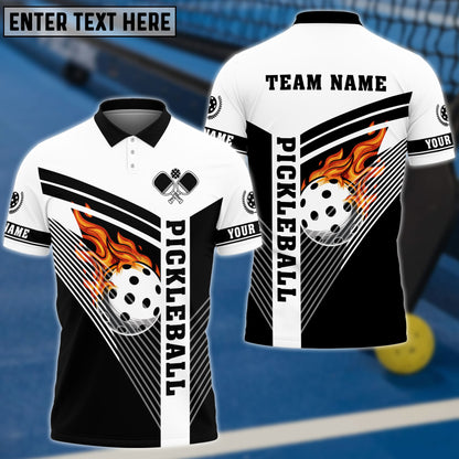 Frenzidea Pickleball Fire Personalized Name, Team Name Shirt (4 Colors)