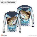Frenzidea Walleye Fishing White Blue Camo Sport Custom Name & Team Name 3D Shirts