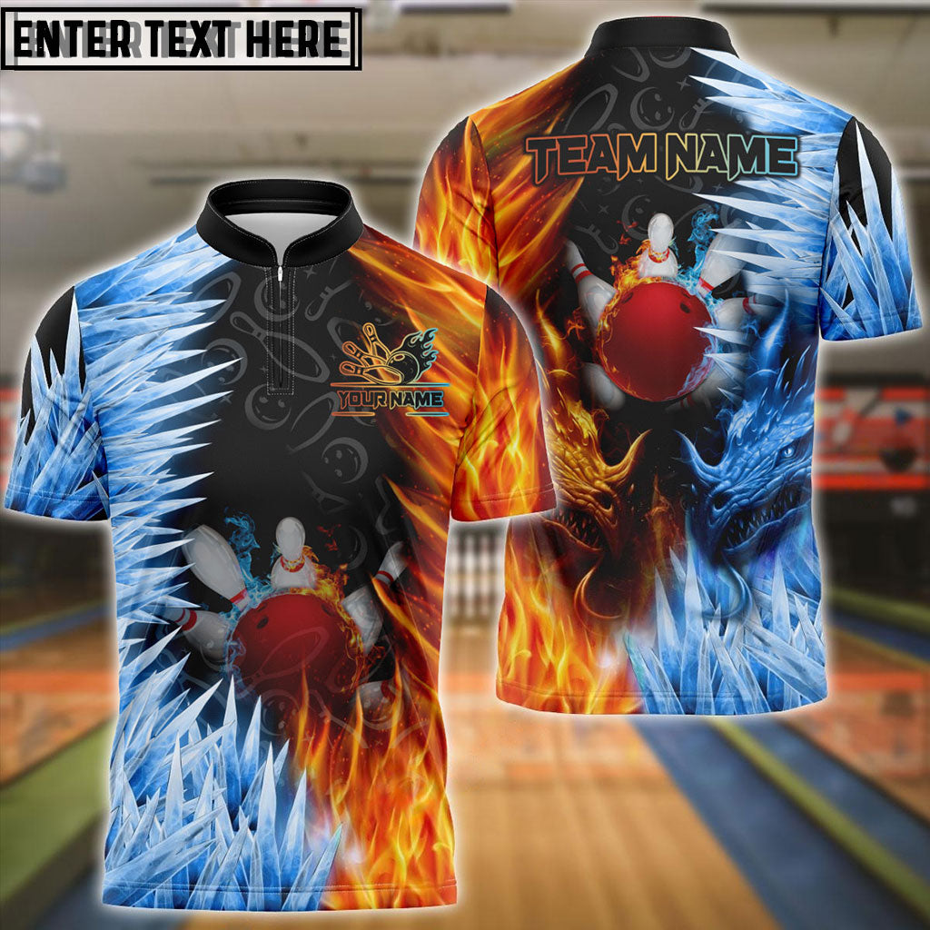 Frenzidea Bowling Fire And Ice Customized Name, Team Name 3D Shirt ( 2 Colors )