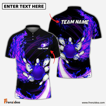 Frenzidea Fire Bowling And Pins Multicolor Option Customized Name 3D Shirt