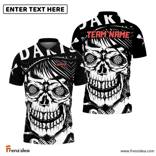 Frenzidea Skull Rage Black White Custom Darts Shirts