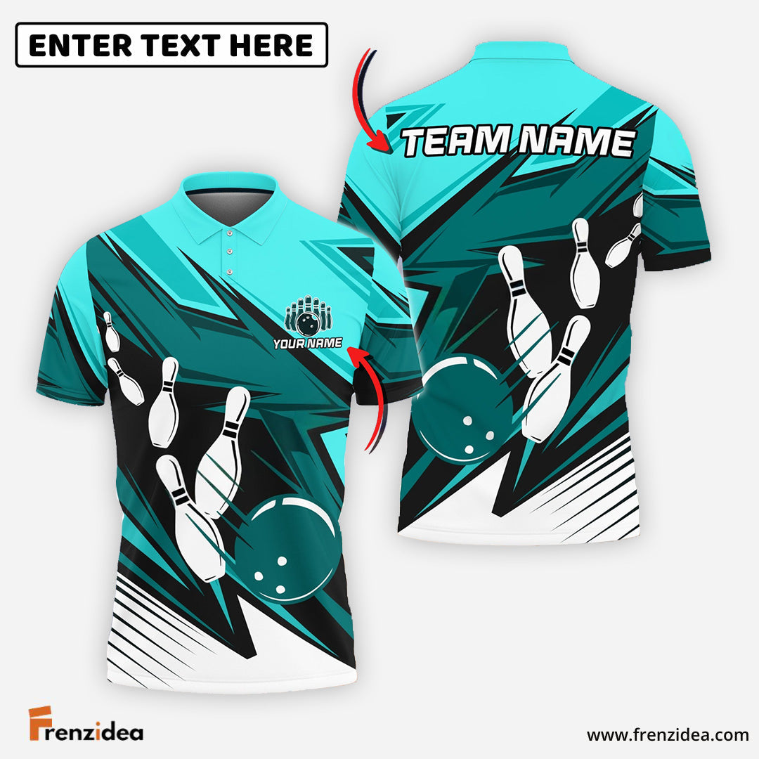 Frenzidea Bowling and Pins Strike Cubes Customized Name, Team Name 3D Shirt (4 Colors)