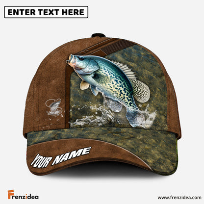 Frenzidea Fishing Leather Pattern Personalized Cap (Bass, Striped Bass, Catfish, Trout, Crappie, Salmon, Walleye, Pike)