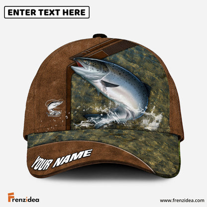 Frenzidea Fishing Leather Pattern Personalized Cap (Bass, Striped Bass, Catfish, Trout, Crappie, Salmon, Walleye, Pike)