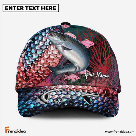 Frenzidea Personalized Salmon Fishing Colorful Cap