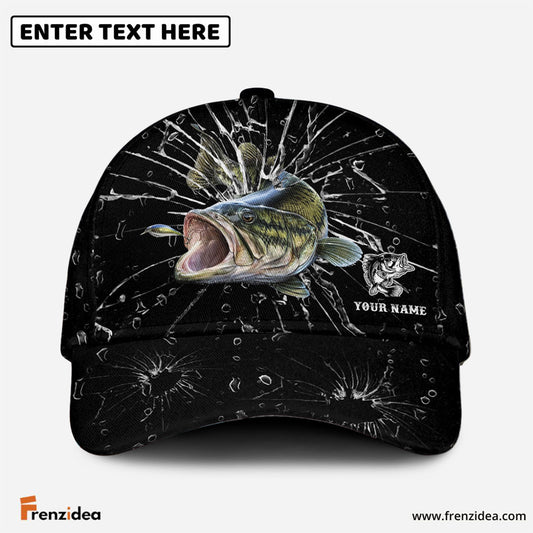 Frenzidea Personalized Largemouth Bass Fishing Broken Glass Cap