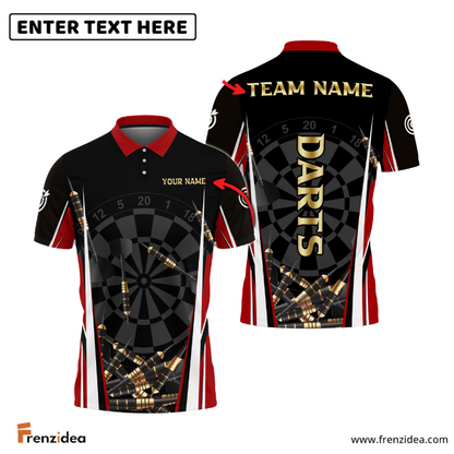 Frenzidea Darts Black Gold  Personalized Name, Team Name 3D Shirt (4 Colors)