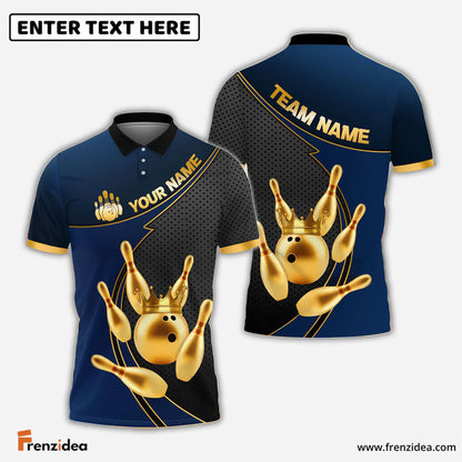 Frenzidea Bowling And Pins Royal Crown Customized Name 3D Shirt (6 Colors)