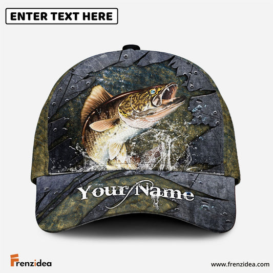 Frenzidea Personalized Walleye Fishing Metal Pattern Cap