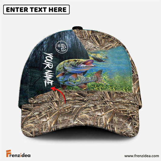 Frenzidea Muskie Fishing Camo Personalized Fishing Cap