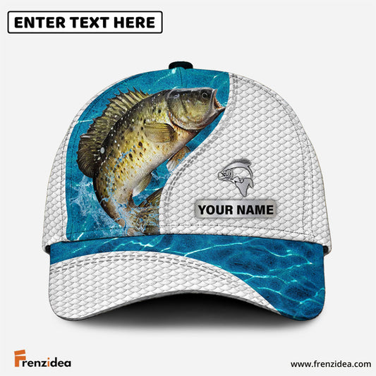 Frenzidea Custom Name Crappie Fishing Blue Water Cap