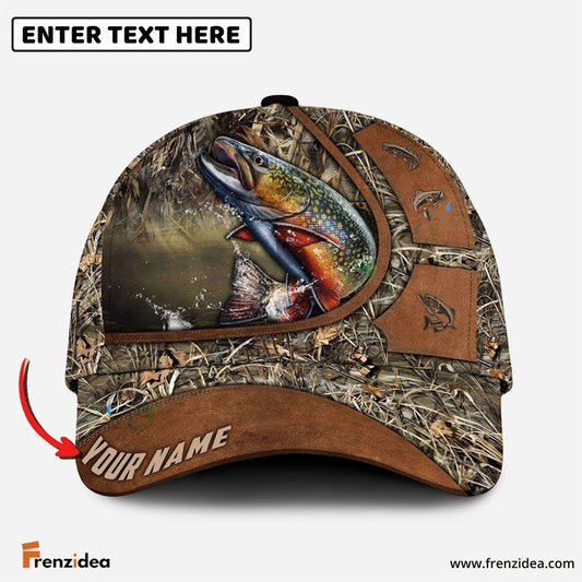 Frenzidea Personalized Trout Fishing Nature Leather Pattern Classic Cap