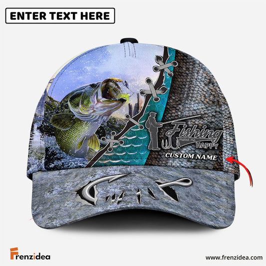 Frenzidea Personalized Bass FIshing Makes Me Happy Classic Cap