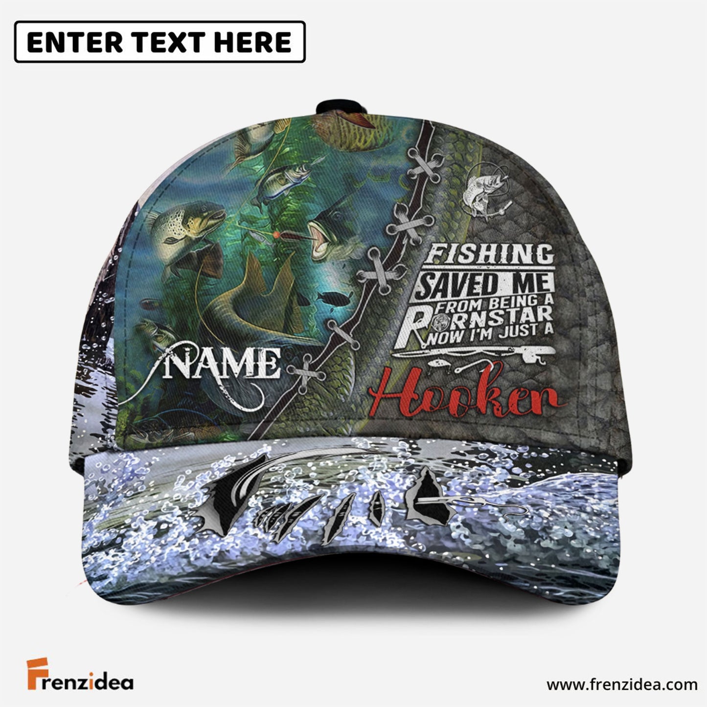 Frenzidea Personalized Bass Fishing Saved Me Classic Cap
